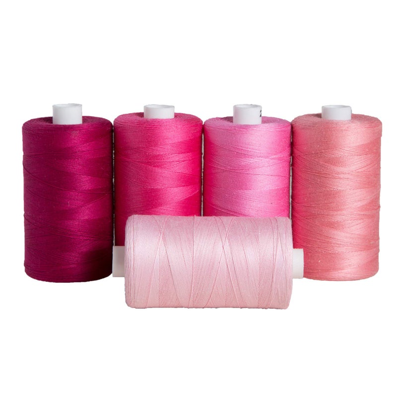Connecting Threads 100% Cotton Thread Sets - 1200 Yard Spools (Set of 5 - Rosy Glow) - Image 2